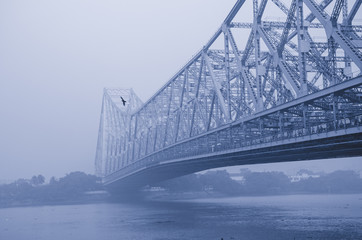 Howrah bridge on river Ganges in kolkata city
