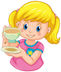 A girl drinking tea