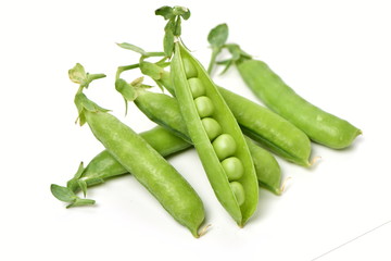 Fresh peas isolated on white background 