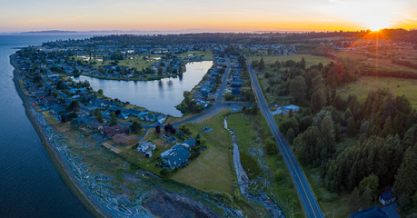 Birch Bay Village Washington Northwest Kwann Lake Park Sunset Landscape Panorama