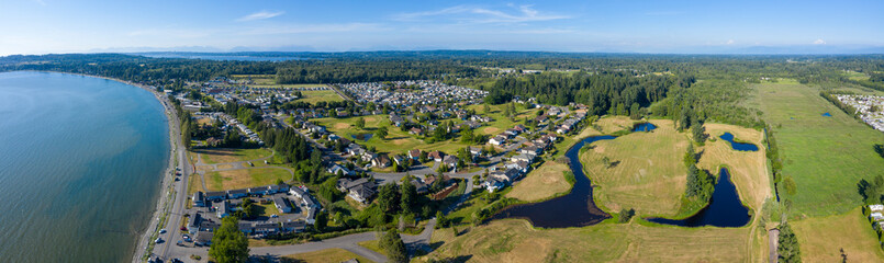 Fototapeta na wymiar Birch Bay WA Aerial Panoramic Waterfront Views