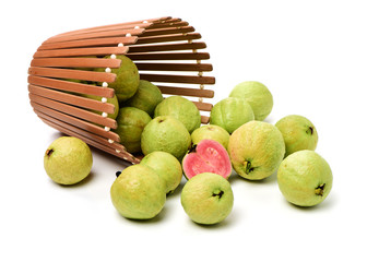 Pink guava isolated on white background
