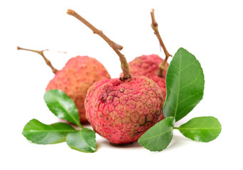 Lychee fruit. Fresh lychees fruit in isolated on white background 