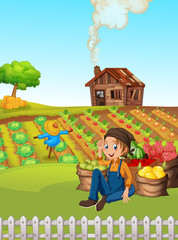 Farmer at rural farmland