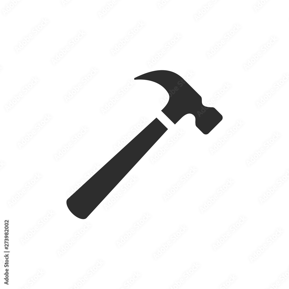 Poster Hammer icon template black color editable. Hammer symbol Flat vector sign isolated on white background. Simple vector illustration for graphic and web design.