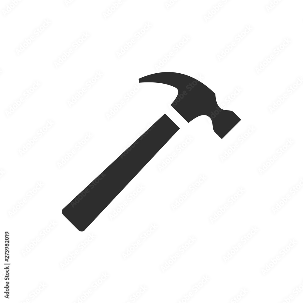 Poster Hammer icon template black color editable. Hammer symbol Flat vector sign isolated on white background. Simple vector illustration for graphic and web design.