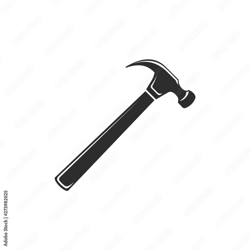 Poster Hammer icon template black color editable. Hammer symbol Flat vector sign isolated on white background. Simple vector illustration for graphic and web design.