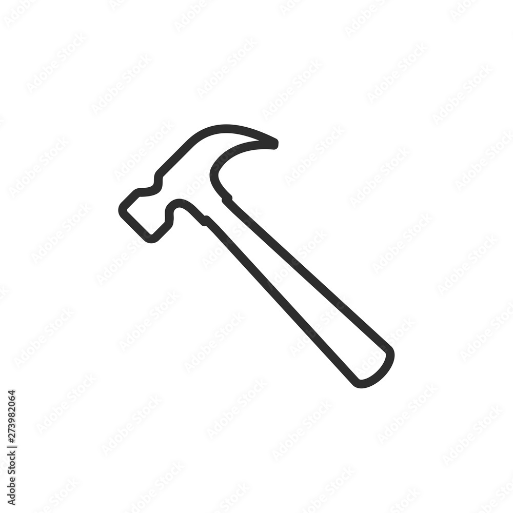 Poster Hammer icon template black color editable. Hammer symbol Flat vector sign isolated on white background. Simple vector illustration for graphic and web design.