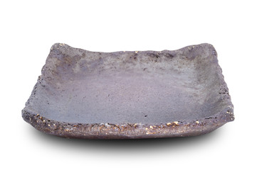 Brown plate isolated on white background.