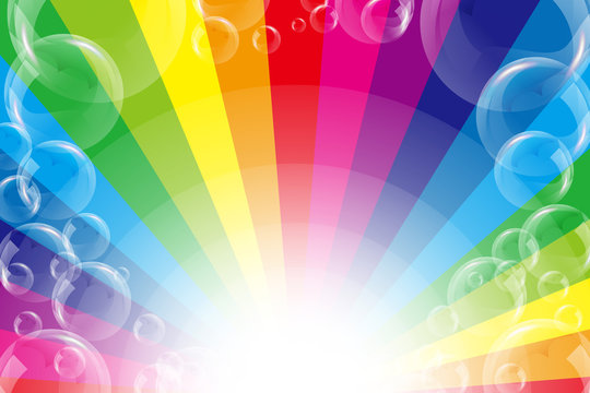 #Background #wallpaper #Vector #Illustration #design #free #free_size #charge_free #colorful #color rainbow,show business,entertainment,party,image  背景素材壁紙,イラスト,楽しいパーティー,レインボー,シャボン玉,放射光,輝き,無料,フリーサイズ,