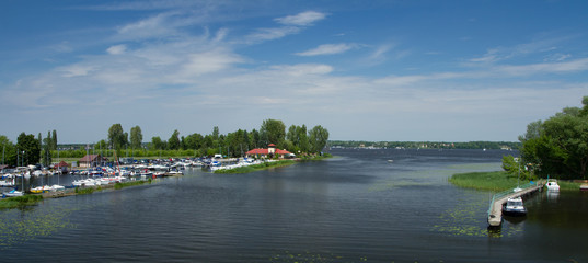A view of the Zegrze lake with a yacht port