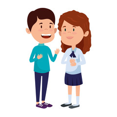 Fototapeta premium happy little students couple characters
