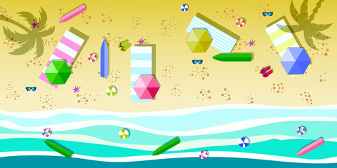 Obraz premium Sea view in summer. Beach and sand. Holidays, travel, vacation concept. Exotic island