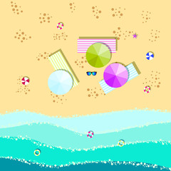 Sea view in summer. Beach and sand. Holidays, travel, vacation concept. Exotic island