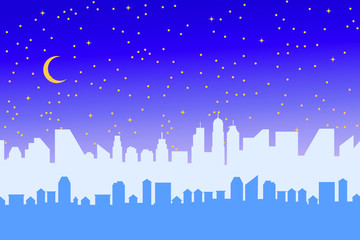 Urban Cityscape. Modern Skyline panorama flat style. Different buildings, skyscrapers, office center. Vector illustration.