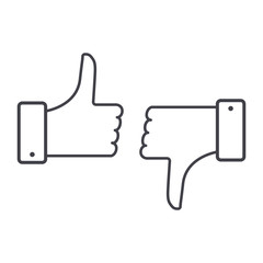 Like and dislike line icons set.