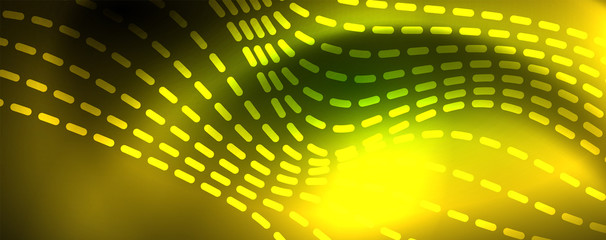 Fototapeta premium Shiny neon vector wave line abstract background, motion concept
