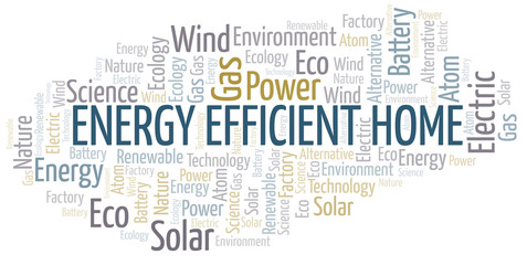 Obraz premium Energy Efficient Home word cloud. Wordcloud made with text only.