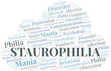Obraz premium Staurophilia word cloud. Type of Philia.
