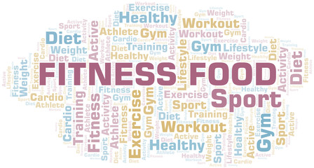 Fototapeta premium Fitness Food word cloud. Wordcloud made with text only.