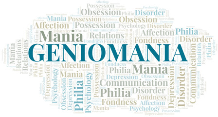 Fototapeta premium Geniomania word cloud. Type of mania, made with text only.
