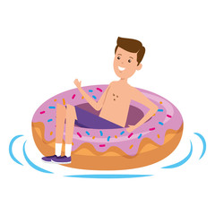 young man with donut float character