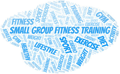 Obraz premium Small Group Fitness Training word cloud. Wordcloud made with text only.