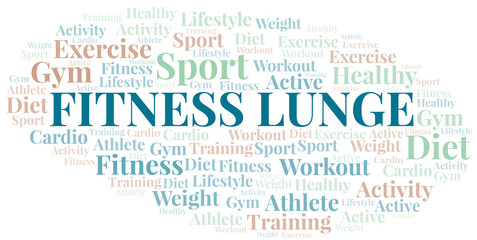 Fototapeta premium Fitness Lunge word cloud. Wordcloud made with text only.