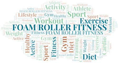 Foam Roller Fitness word cloud. Wordcloud made with text only.
