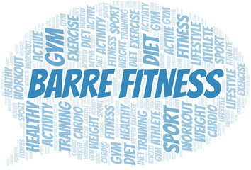 Fototapeta premium Barre Fitness word cloud. Wordcloud made with text only.