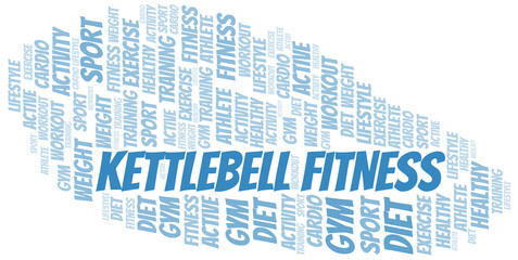 Kettlebell Fitness word cloud. Wordcloud made with text only.