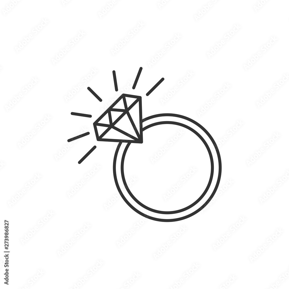 Aufkleber Ring Diamond icon template black color editable. Ring Diamond symbol Flat vector sign isolated on white background. Simple vector illustration for graphic and web design.