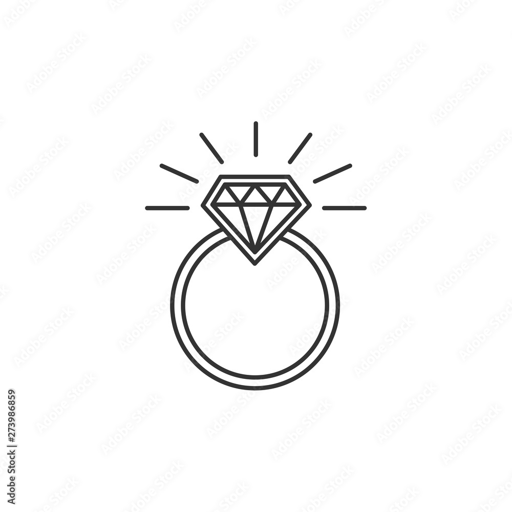 Poster Ring Diamond icon template black color editable. Ring Diamond symbol Flat vector sign isolated on white background. Simple vector illustration for graphic and web design.