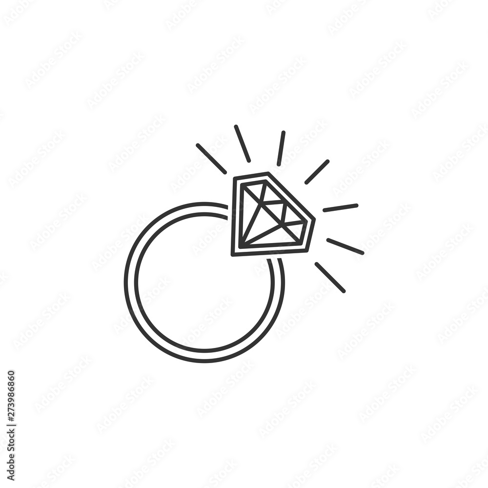 Poster ring diamond icon template black color editable. ring diamond symbol flat vector sign isolated on wh