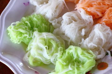 thai rice noodle colorful or rice vermicelli noodle