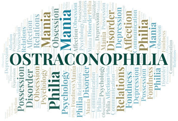 Obraz premium Ostraconophilia word cloud. Type of Philia.