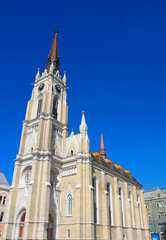 Vintage image of main Cathedral of Novi Sad in city center - Serbia