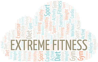 Obraz premium Extreme Fitness word cloud. Wordcloud made with text only.