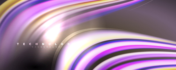 Fluid color waves with light effects, vector abstract background