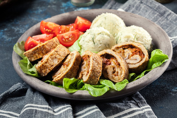 Pork rolls stuffed with mozzarella