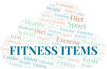 Fitness Items word cloud. Wordcloud made with text only.