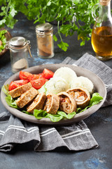 Pork rolls stuffed with mozzarella