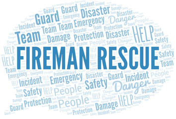 Fireman Rescue Word Cloud. Wordcloud Made With Text.