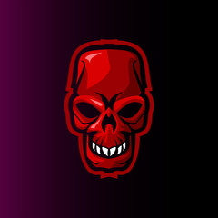 Obraz premium red skull evil e sports logo