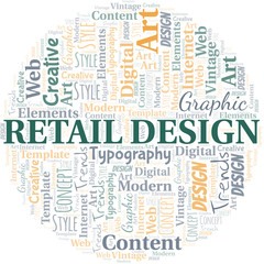 Retail Design word cloud. Wordcloud made with text only.