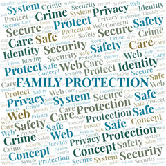 Family Protection word cloud. Wordcloud made with text only.