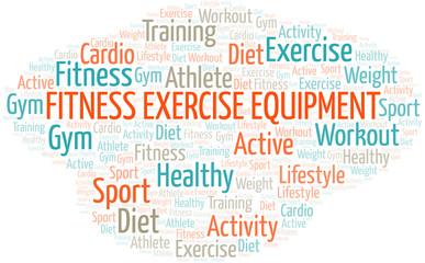 Fitness Exercise Equipment word cloud. Wordcloud made with text only.