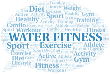 Water Fitness word cloud. Wordcloud made with text only.