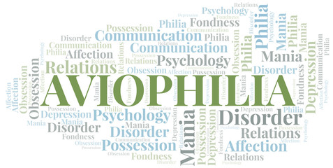 Aviophilia word cloud. Type of Philia.
