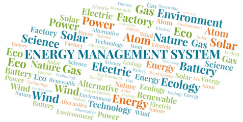 Energy Management System word cloud. Wordcloud made with text only.